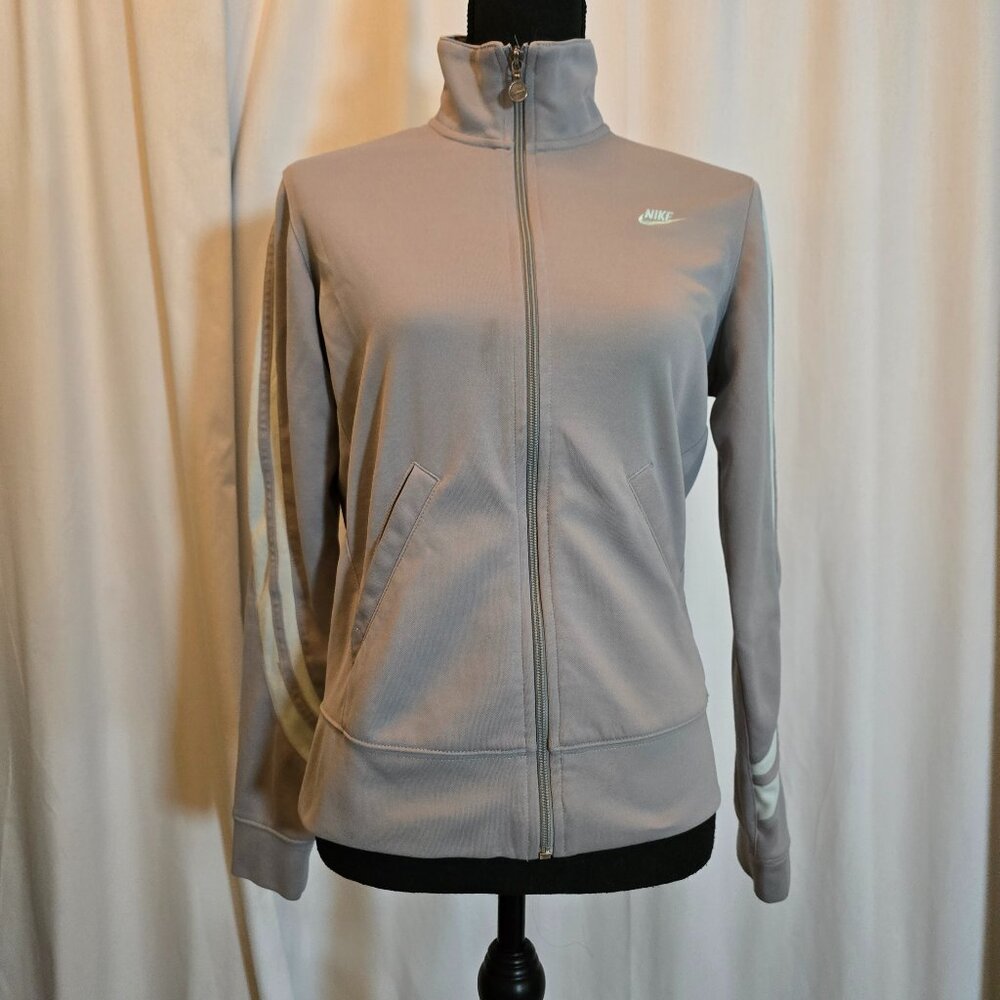 Nike Gray Track Jacket w/ green stripe M
